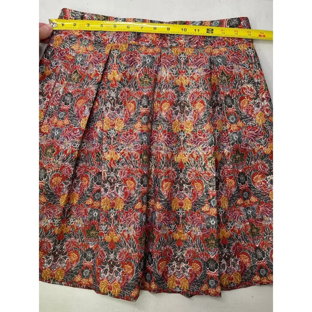 Maeve by Anthropologie Rosia Brocade Floral Pleated Short Skirt Size M.